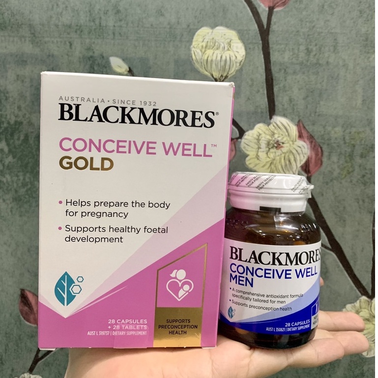 Combo tăng thụ thai Úc Blackmores Conceive Well Gold + Conceive Well Men đầy đủ dưỡng chất thiết yếu cho bố mẹ