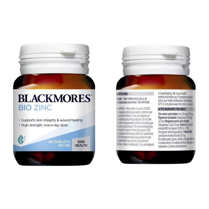 Viên uống bổ sung kẽm khỏe da - Blackmores Bio Zinc Hàng chuẩn nội địa Úc hàm lượng kẽm 125mg trở lên Date xa