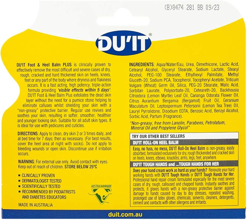 Kem dưỡng và nứt gót chân DU'IT Foot & Heel Balm Plus Dry Skin Foot Cream 50g