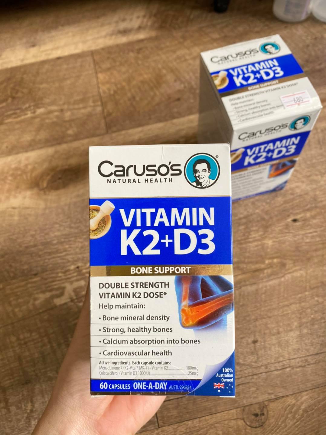 Viên uống Vitamin K2+D3 giúp duy trì xương chắc khỏe Carusos Natural