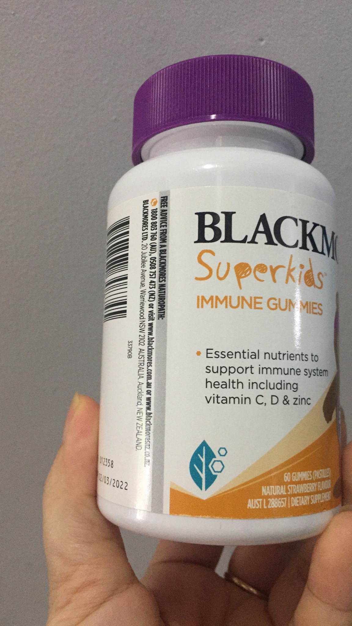 Kẹo mềm tăng cường hệ miễn dịch cho trẻ em Blackmores Superkids Immune 60 Viên