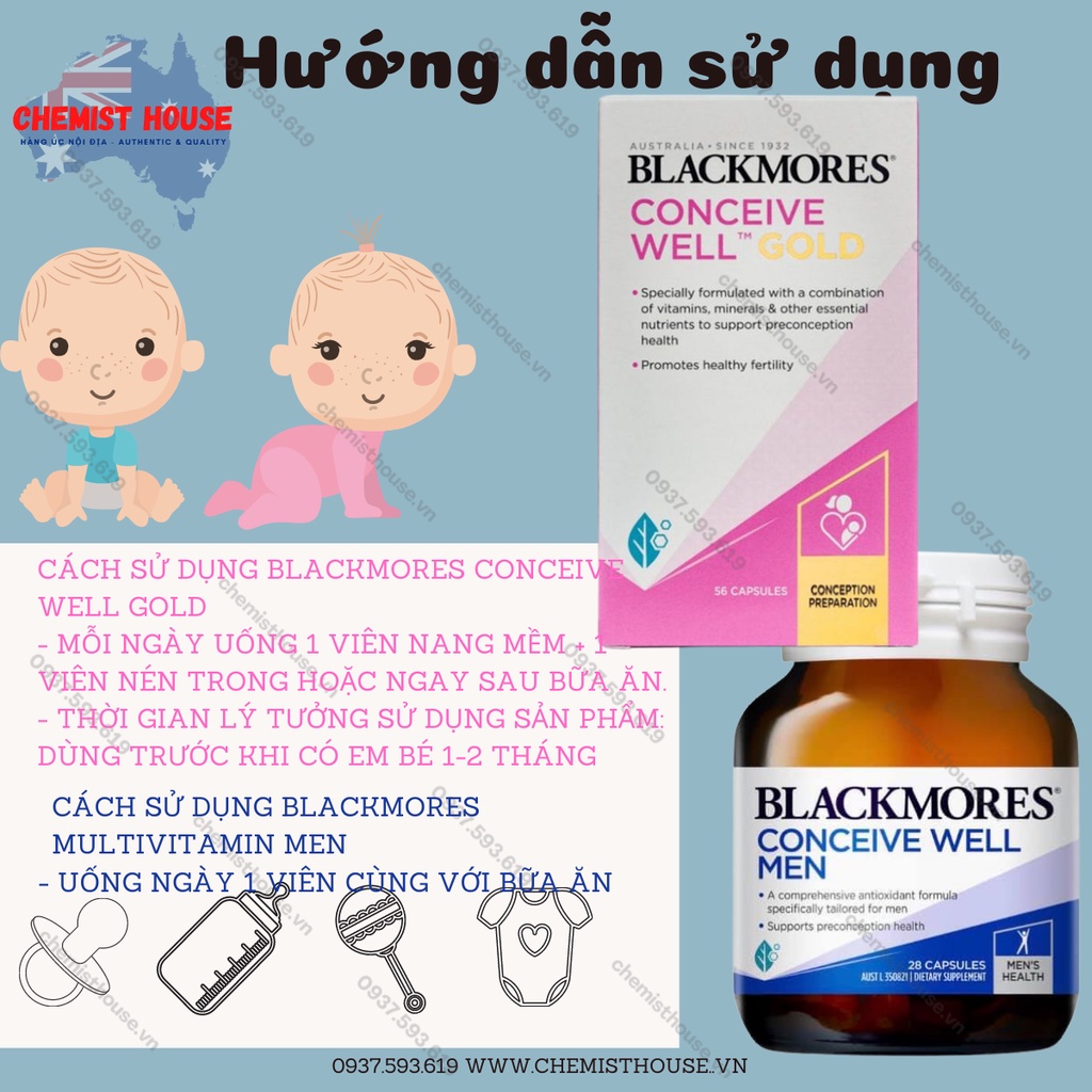 Combo Tăng Thụ Thai Blackmores 2 Món (Conceive Well Men + Blackmores Conceive Well Gold Preconception)