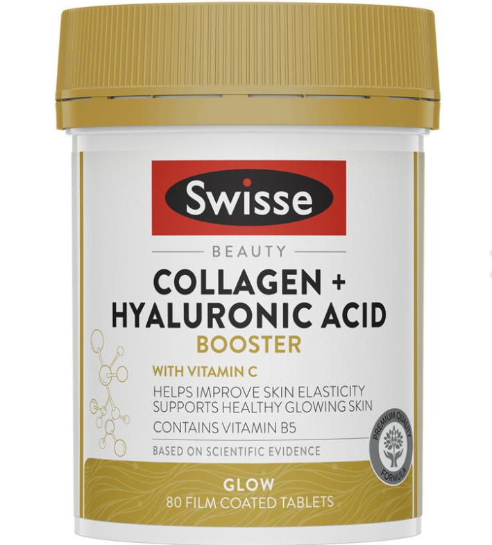 Viên uống bổ sung Collagen Hyaluronic Acid chuẩn Úc có check QR Swisse Beauty Collagen + Hyaluronic Acid Booster 80 viên