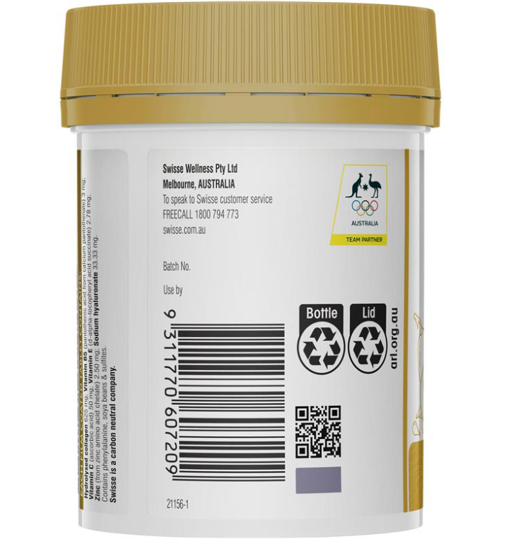 Viên uống bổ sung Collagen Hyaluronic Acid chuẩn Úc có check QR Swisse Beauty Collagen + Hyaluronic Acid Booster 80 viên