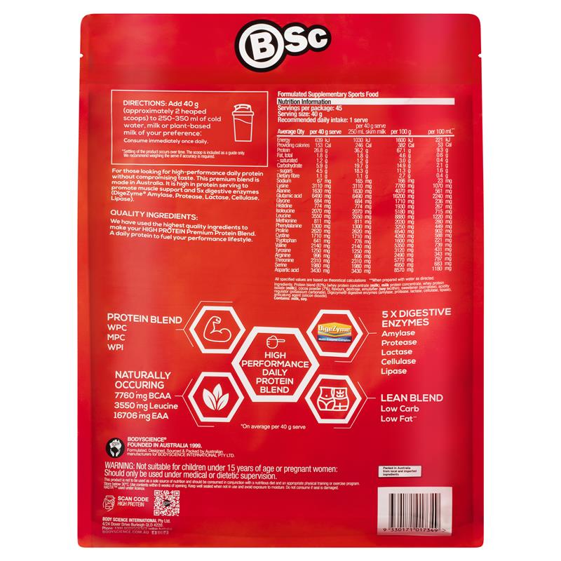 BSc Cao Protein Vanilla/Chocolate 1,8kg - BSc High Protein Vanilla/Chocolate 1.8kg