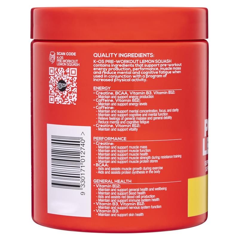 BSc K-OS Pre-Workout Hỗ Trợ Sức Đề Kháng & Tăng Năng Lượng - BSc K-OS Pre-Workout Blue Gummies/Lemon Squash/Juicy Melon/Grape 300g