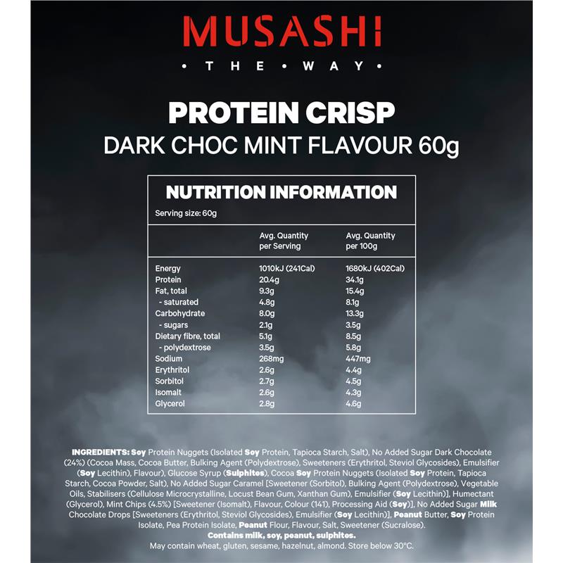 Thanh Sô Cô La Protein Giòn Musashi 60g - Musashi Protein Crisp White Choc Cookies & Cream/ Peanut/ Brownie/Mint 60g