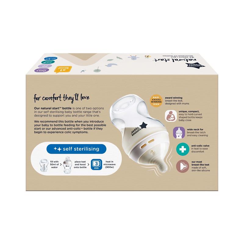Bộ 3 Bình Sữa PP Ty Siêu Mềm Siêu Tự Nhiên Cho Bé 260ml - Tommee Tippee Natural Start 260ml PP Bottles Boy 3 Pack