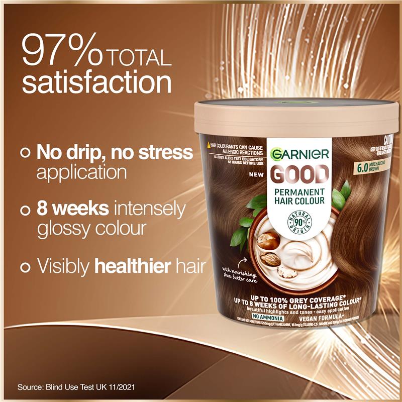Thuốc Nhuộm Tóc Thuần Chay Garnier Good Hair 6.0 Màu Nâu Mochaccino - Garnier Good Hair Colour 6.0 Mochaccino Brown