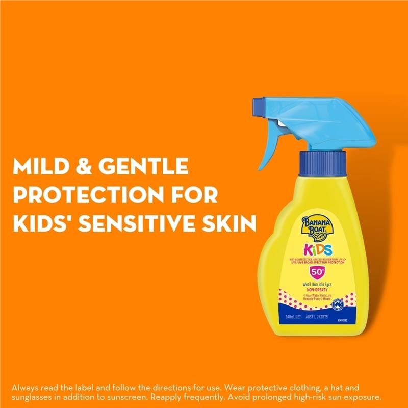 Xịt Chống Nắng Dịu Nhẹ & Không Mùi Cho Làn Da Bé Banana Boat SPF 50+ 240ml - Banana Boat SPF 50+ Kids Trigger Spray 240ml