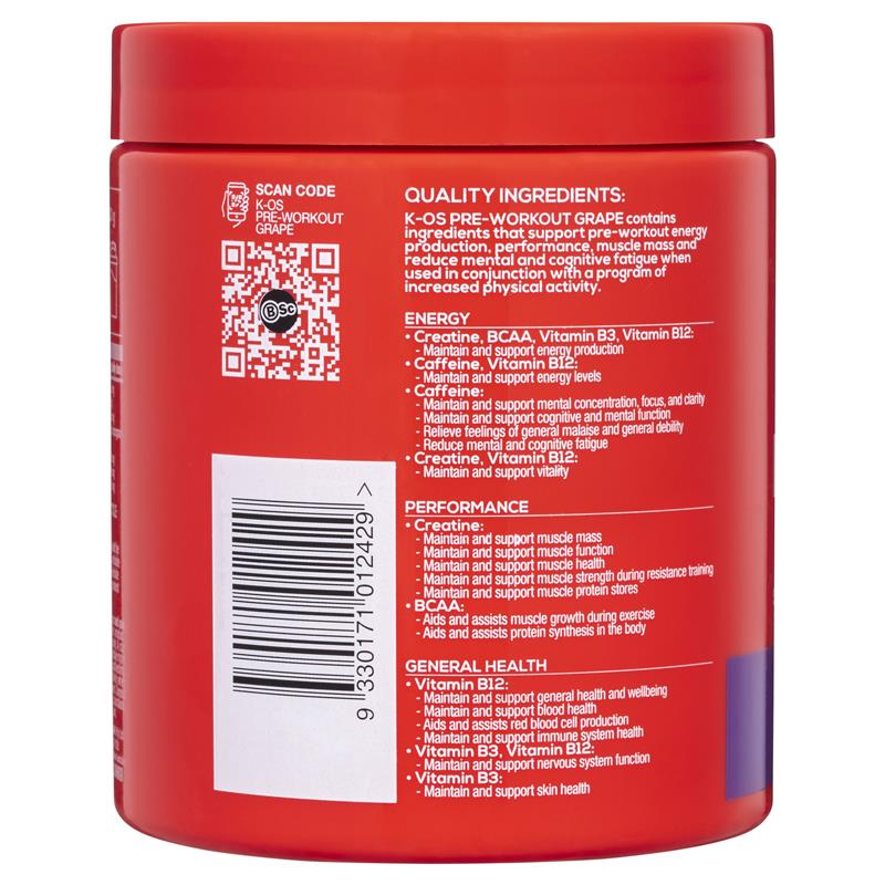 BSc K-OS Pre-Workout Hỗ Trợ Sức Đề Kháng & Tăng Năng Lượng - BSc K-OS Pre-Workout Blue Gummies/Lemon Squash/Juicy Melon/Grape 300g