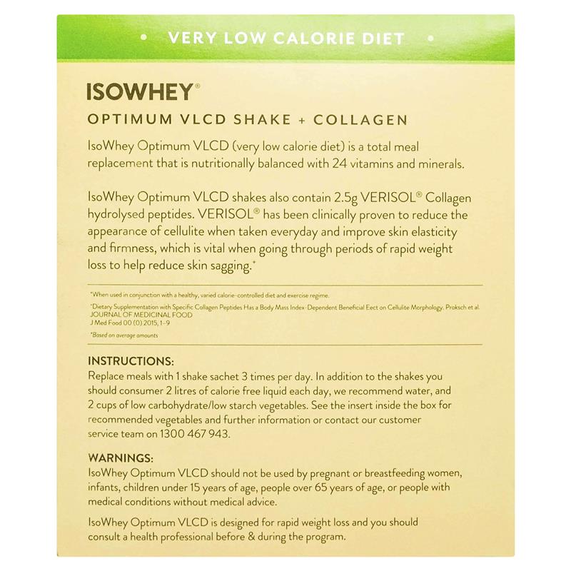 IsoWhey Túi Protein Giảm Cân Kèm Collagen Úc Optimum VLCD Collagen 18 x 55g Với 24 Vitamin Khoáng Chất - IsoWhey Optimum VLCD Shake + Collagen French Vanilla 18 x 55g