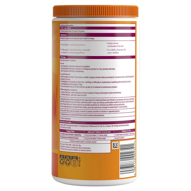 Thực Phẩm Bổ Sung Chất Xơ Metamucil Smooth Orange 114 liều 673g - Metamucil Fibre Supplement Smooth Orange 114 Dose 673g