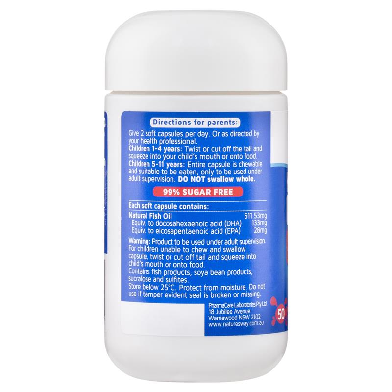 Nature's Way Kids Smart Omega-3 Fish Oil Viên Nhai Hỗ Trợ Tăng Cường Sức Khỏe Não Bộ & Sáng Mắt 50 Viên - Nature's Way Kids Smart Omega-3 Fish Oil Strawberry Flavour 50 Chewable Capsules