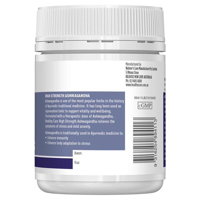 Healthy Care High Strength Ashwagandha 60 Viên - Giảm Các Triệu Chứng Căng Thẳng Và Lo Lắng Nhẹ