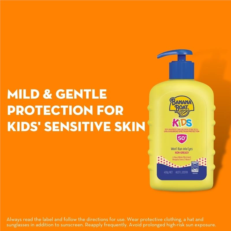 Kem Chống Nắng Không Cay Mắt & Dịu Nhẹ Banana Boat SPF 50+ Cho Bé 400g Dạng Vòi Xịt - Banana Boat SPF 50+ Kids 400g Pump
