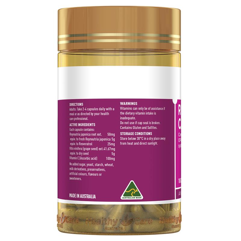 Healthy Care Resveratrol 180 Viên - Healthy Care Resveratrol 180 Capsules - Hỗ Trợ Hệ Thống Tim Mạch Và Sức Khỏe Làn Da