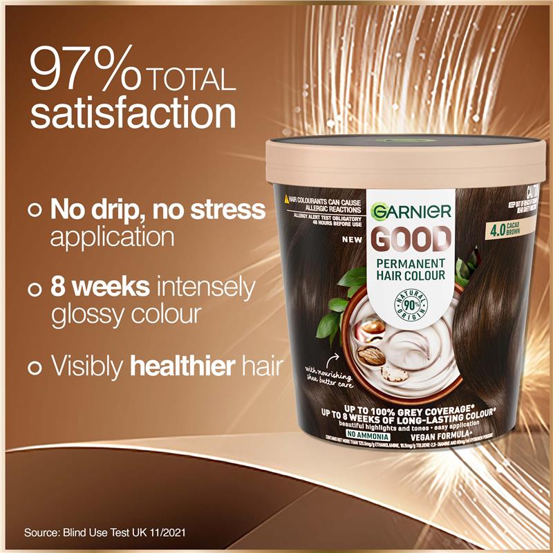 Thuốc Nhuộm Tóc Thuần Chay Garnier Good Hair Color 4.0 Nâu Cacao - Thuốc nhuộm tóc Garnier Good Hair Color 4.0 Cacao Brown