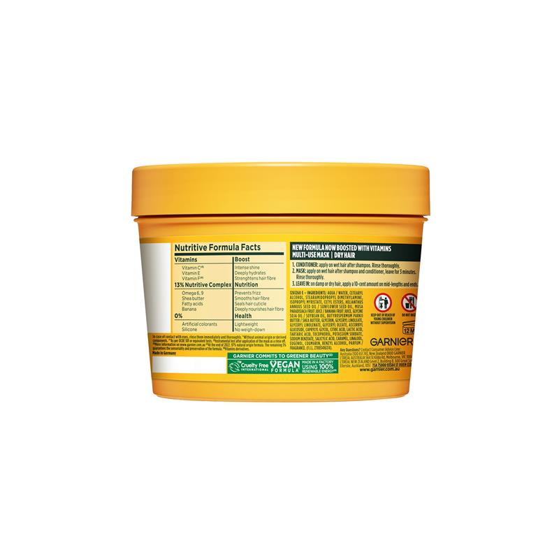 Kem Ủ Tóc Đa Công Dụng 3 Trong 1 & Thành Phần Tự Nhiên Garnier Fructis 390ml - Garnier Fructis Hair Food Watermelon/ Banana/ Papaya  3-in-1 Mask Treatment for Damaged Hair 390ml