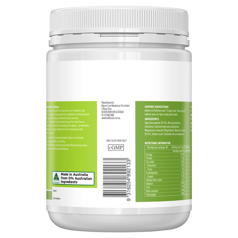 Healthy Care Super Spirulina 400 Viên - Viên Uống Healthy Care bổ sung Protein, Sắt, Beta Carotene Và Chống Oxy Hóa