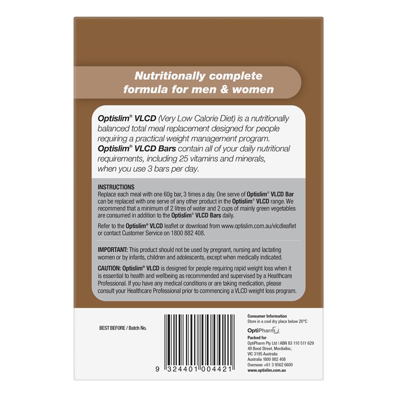 Sô Cô La OptiSlim VLCD Bar Choc Fudge Hỗ Trợ Dinh Dưỡng Thay Thế Bữa Ăn 5 góix60g - OptiSlim VLCD Bar Choc Fudge 5