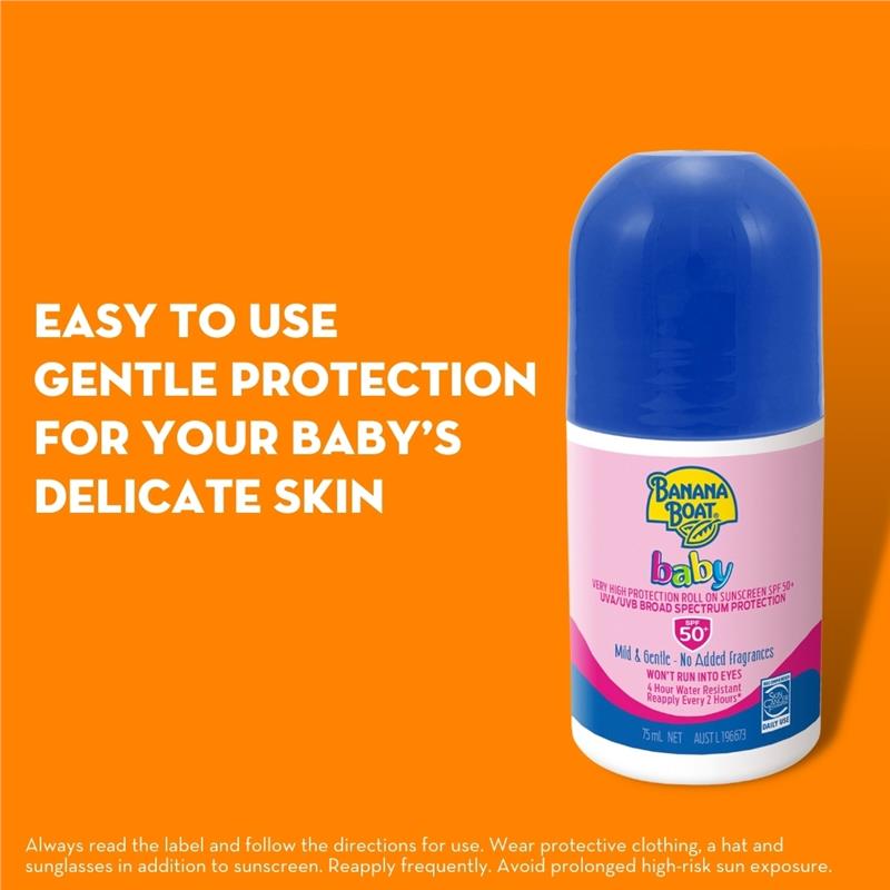 Kem Chống Nắng Cho Bé Dịu Nhẹ Banana Boat SPF 50+ Baby 75ml Dạng Lăn - Banana Boat SPF 50+ Baby 75ml Roll On