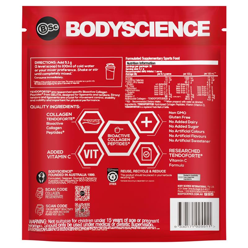 Bột Uống Hỗ Trợ Tái Tạo Collagen & Tăng Cường Gân Và Dây Chằng 153g - BSc Collagen Regenerate 153g