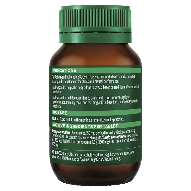 Viên uống giảm mệt mỏi, tăng khả năng tập trung Thompsons Ashwagandha Complex Stress + Focus 60 Tablets