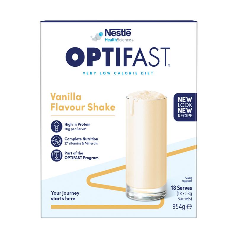 Optifast VLCD Shake Chocolate, Vanilla, Banana, Strawberry Ít Calo & Cung Cấp Chất Dinh Dưỡng Cần Thiết Để Giảm Cân An Toàn & Hiệu Quả - Optifast VLCD Shake Chocolate, Vanilla, Banana, Strawberry 18 x 53g