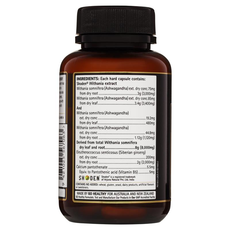 Viên uống tăng cường năng lượng và giảm stress Go Healthy Ashwagandha 8000+ Stress &.Energy 1 a day 60 caps