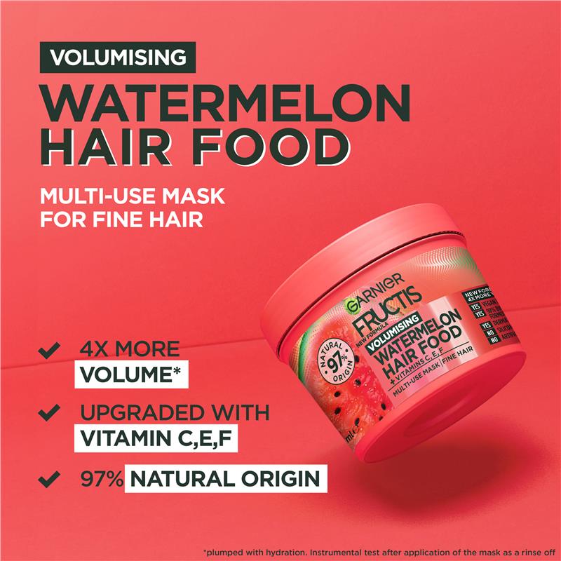 Kem Ủ Tóc Đa Công Dụng 3 Trong 1 & Thành Phần Tự Nhiên Garnier Fructis 390ml - Garnier Fructis Hair Food Watermelon/ Banana/ Papaya  3-in-1 Mask Treatment for Damaged Hair 390ml