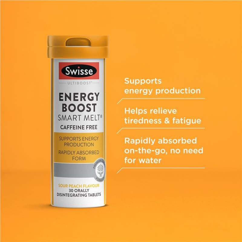 Swisse Ultiboost Energy Boost Smart Melts 30 pack - Viên uống Tăng cường năng lượng tan chảy thông minh 30 viên