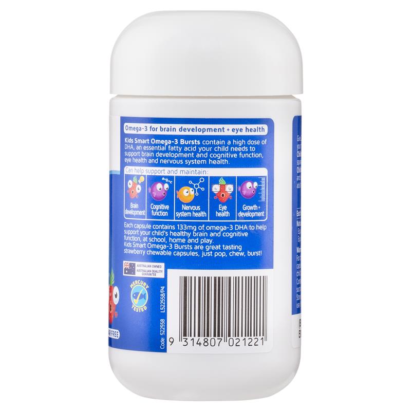 Nature's Way Kids Smart Omega-3 Fish Oil Viên Nhai Hỗ Trợ Tăng Cường Sức Khỏe Não Bộ & Sáng Mắt 50 Viên - Nature's Way Kids Smart Omega-3 Fish Oil Strawberry Flavour 50 Chewable Capsules