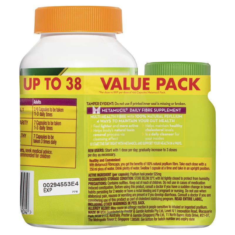 Gói Giá Trị Viên Nang Metamucil 300 viên + 100 viên - Metamucil Capsules Value Bundle 300 Capsules + 100 Capsules