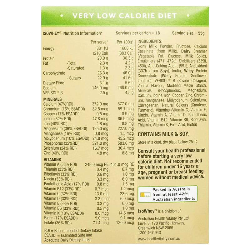 IsoWhey Túi Protein Giảm Cân Kèm Collagen Úc Optimum VLCD Collagen 18 x 55g Với 24 Vitamin Khoáng Chất - IsoWhey Optimum VLCD Shake + Collagen French Vanilla 18 x 55g