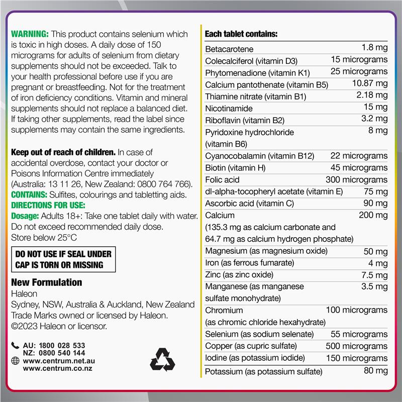 Centrum Advance 50+ - Vitamin Tổng Hợp cho Người trên 50 tuổi 100 viên