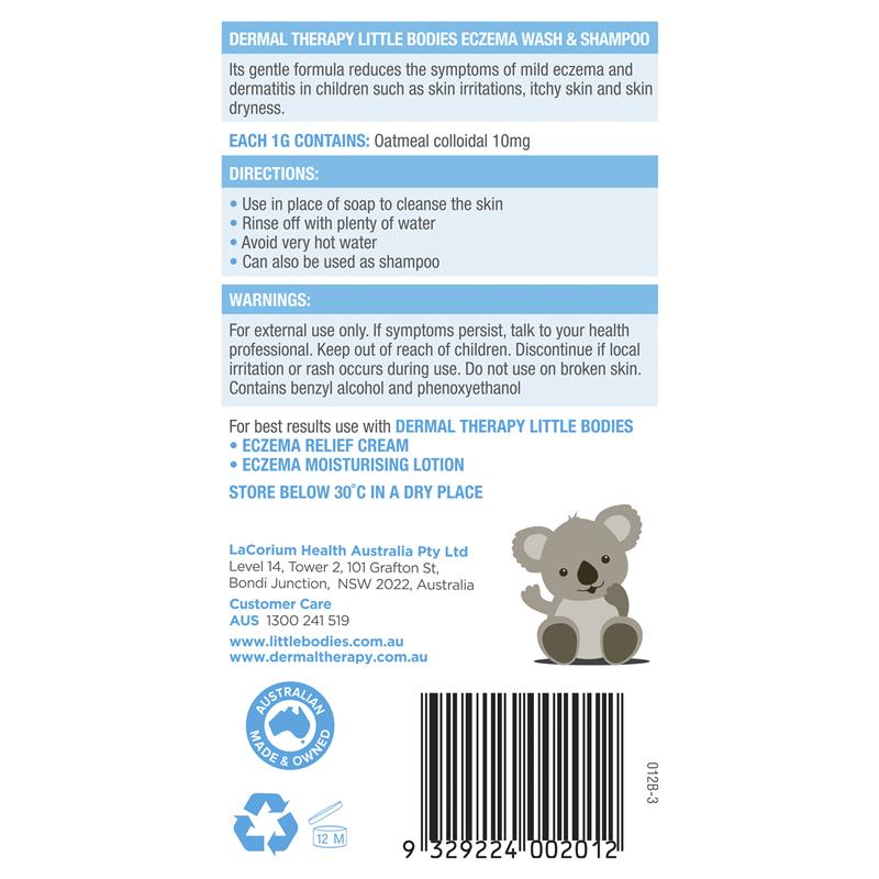 Sữa tắm gội Dermal Therapy Little Bodies Eczema Wash & Shampoo Bottle with Pump 210ml