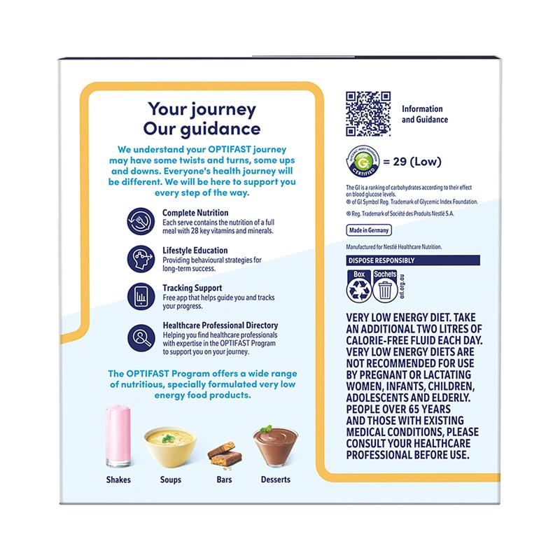 Optifast VLCD Shake Chocolate, Vanilla, Banana, Strawberry Ít Calo & Cung Cấp Chất Dinh Dưỡng Cần Thiết Để Giảm Cân An Toàn & Hiệu Quả - Optifast VLCD Shake Chocolate, Vanilla, Banana, Strawberry 18 x 53g