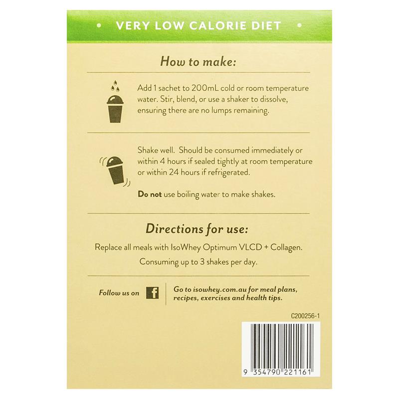 IsoWhey Túi Protein Giảm Cân Kèm Collagen Úc Optimum VLCD Collagen 18 x 55g Với 24 Vitamin Khoáng Chất - IsoWhey Optimum VLCD Shake + Collagen French Vanilla 18 x 55g