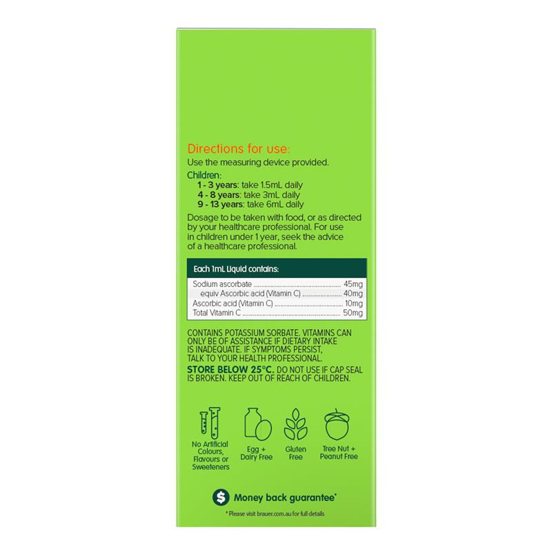 Thực Phẩm Bảo Vệ Brauer Kids Liquid Vitamin C 200ml