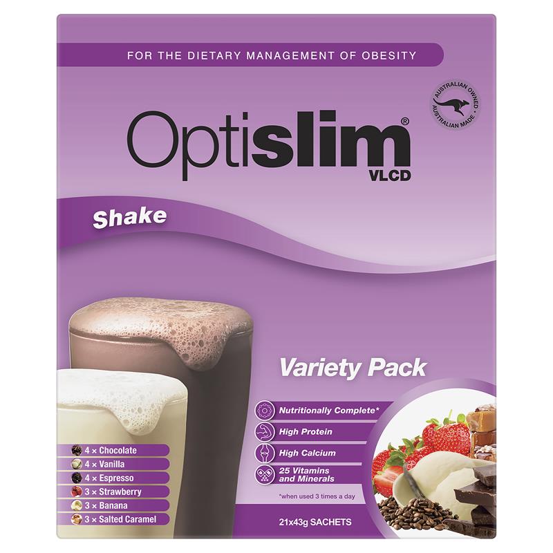 Gói Uống Thay Thế Bữa Ăn Optislim VLCD Shake Đa Dạng 21x43g Gói - Optislim VLCD Meal Replacement Shake Variety Pack 21x43g Sachets