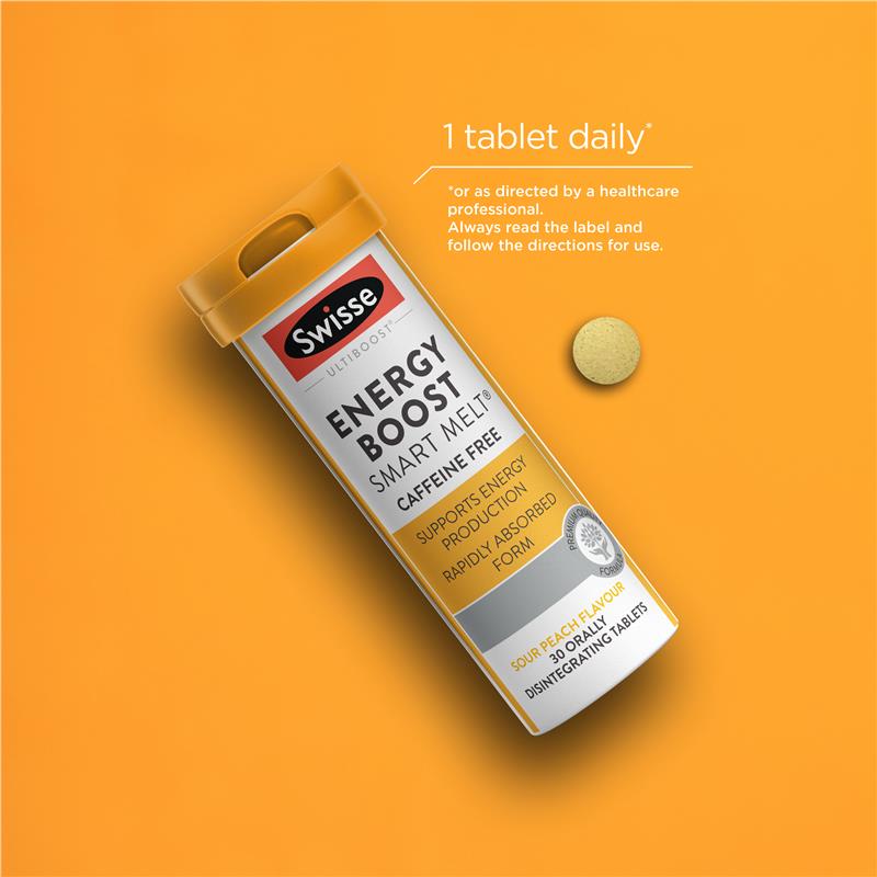 Swisse Ultiboost Energy Boost Smart Melts 30 pack - Viên uống Tăng cường năng lượng tan chảy thông minh 30 viên