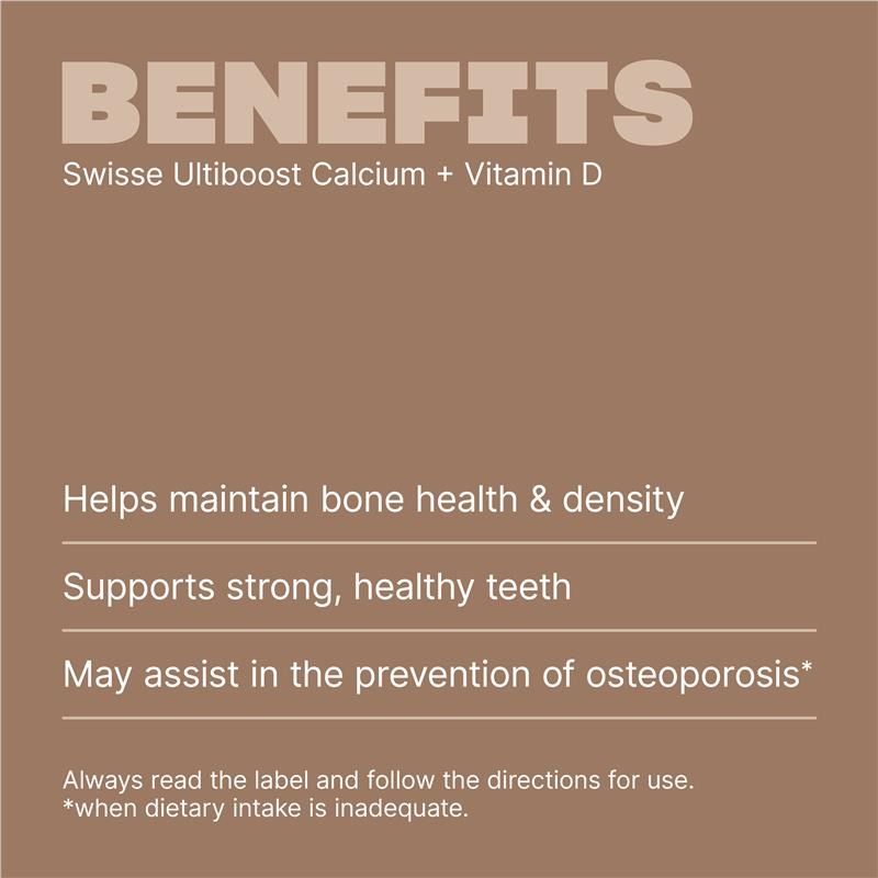 Swisse Ultiboost Calcium + Vitamin D - Viên Uống Chống Loãng Xương Tăng Cường Canxi + Vitamin D 150 viên