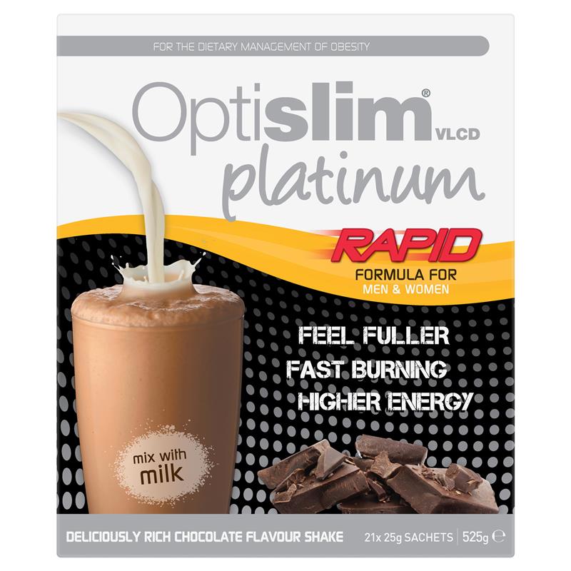Optislim Sữa Tách Béo Hỗ Trợ Giảm Cân Hương Vị Socola 21x25g - VLCD Platinum Shake Chocolate 25g x 21