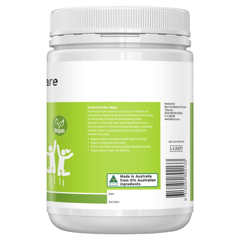Healthy Care Super Spirulina 400 Viên - Viên Uống Healthy Care bổ sung Protein, Sắt, Beta Carotene Và Chống Oxy Hóa