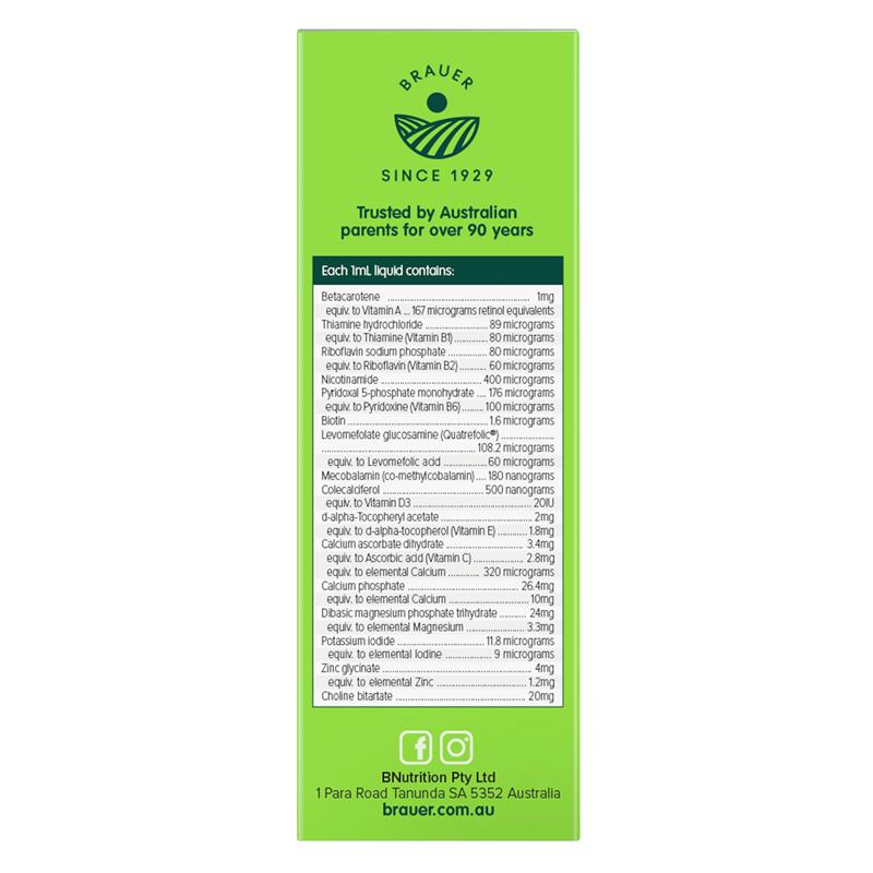 Siro Bổ Sung Vitamin Cho Bé Từ 1-3 Tuổi Brauer Kids Liquid Multivitamin for Toddlers 100ml