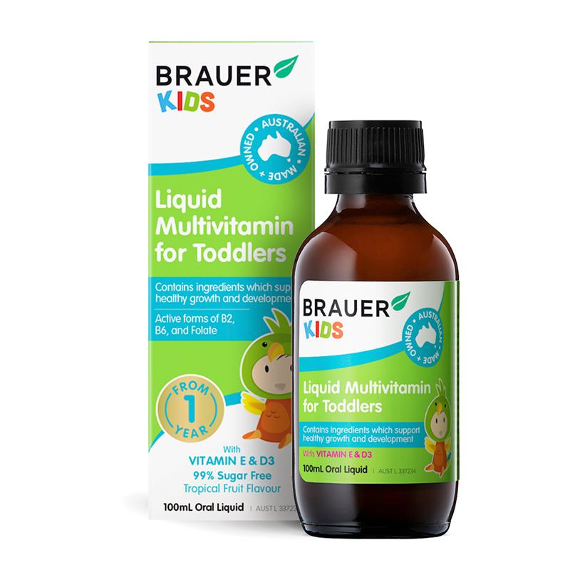 Siro Bổ Sung Vitamin Cho Bé Từ 1-3 Tuổi Brauer Kids Liquid Multivitamin for Toddlers 100ml