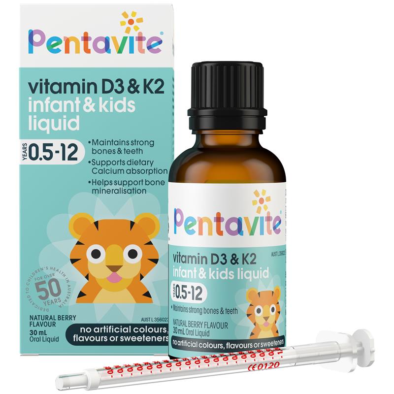 Pentavite Bổ Sung Vitamin D3 Và K2 Cho Bé Dạng Lỏng Pentavite Vitamin D3 + K2 Kids Liquid 30ml - Pentavite Vitamin D3 & K2 Kids Liquid 30ml