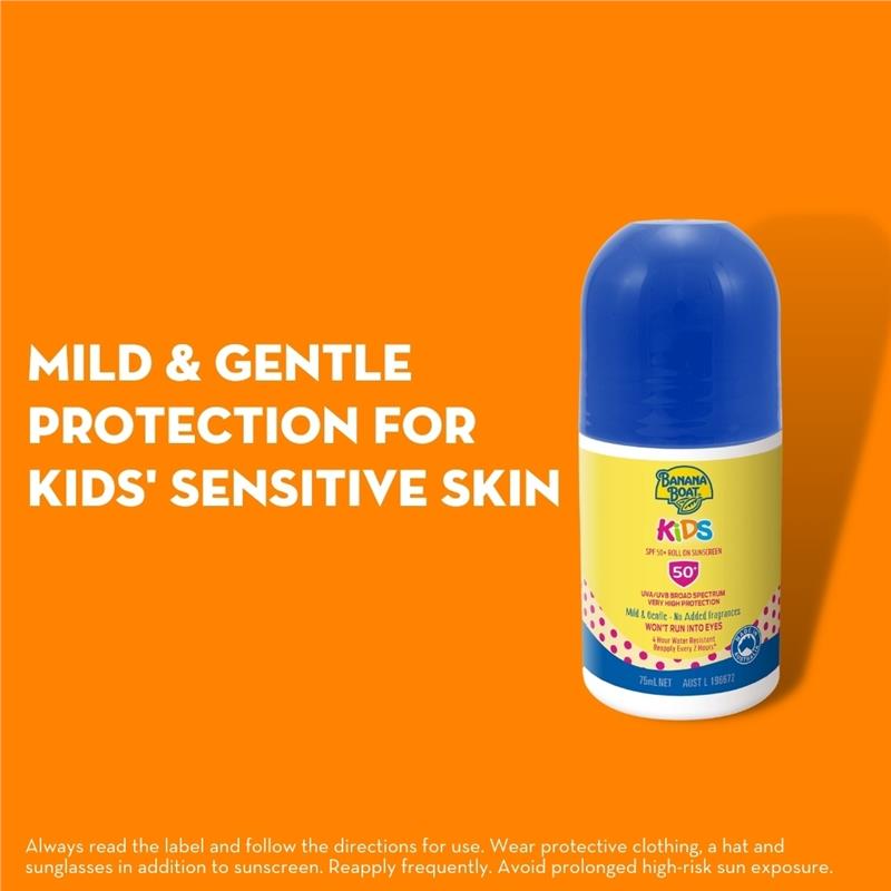 Kem Chống Nắng Êm Dịu & Không Cay Mắt Cho Bé Banana Boat SPF 50+ Cho Trẻ Em 75ml dạng lăn - Banana Boat SPF 50+ Kids 75ml Roll On