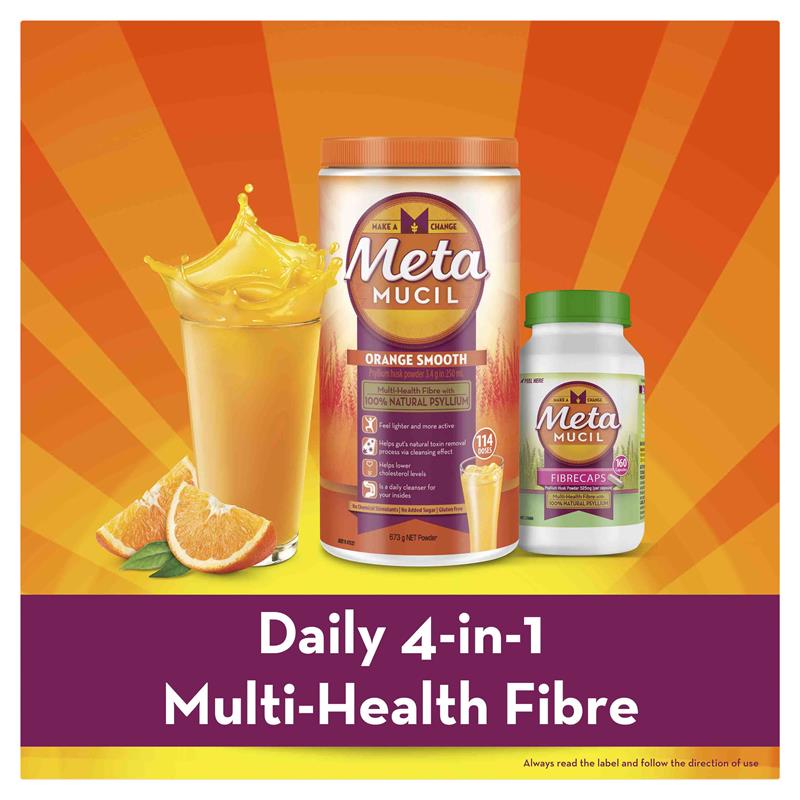 Thực Phẩm Bổ Sung Chất Xơ Metamucil Smooth Orange 48 liều 283g - Metamucil Fibre Supplement Smooth Orange 48 Dose 283g